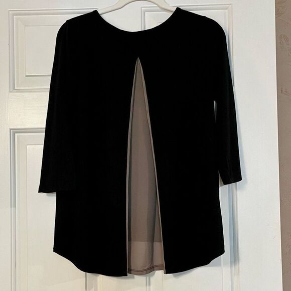 Verve Blues Women’s Black 3/4 Sleeves Open to Tan Chiffon in Back Small - Picture 2 of 8